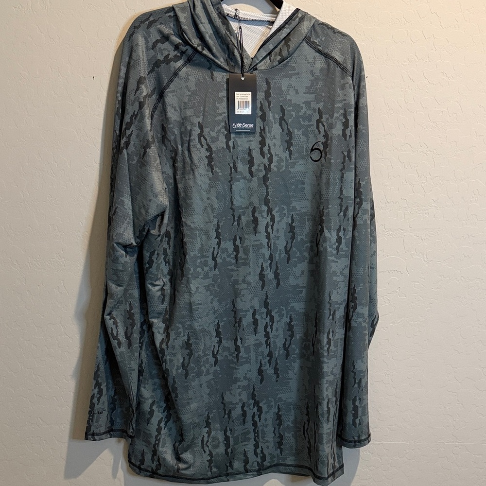 Men's Gray Camo Lightweight Hooded Shirt Jacket